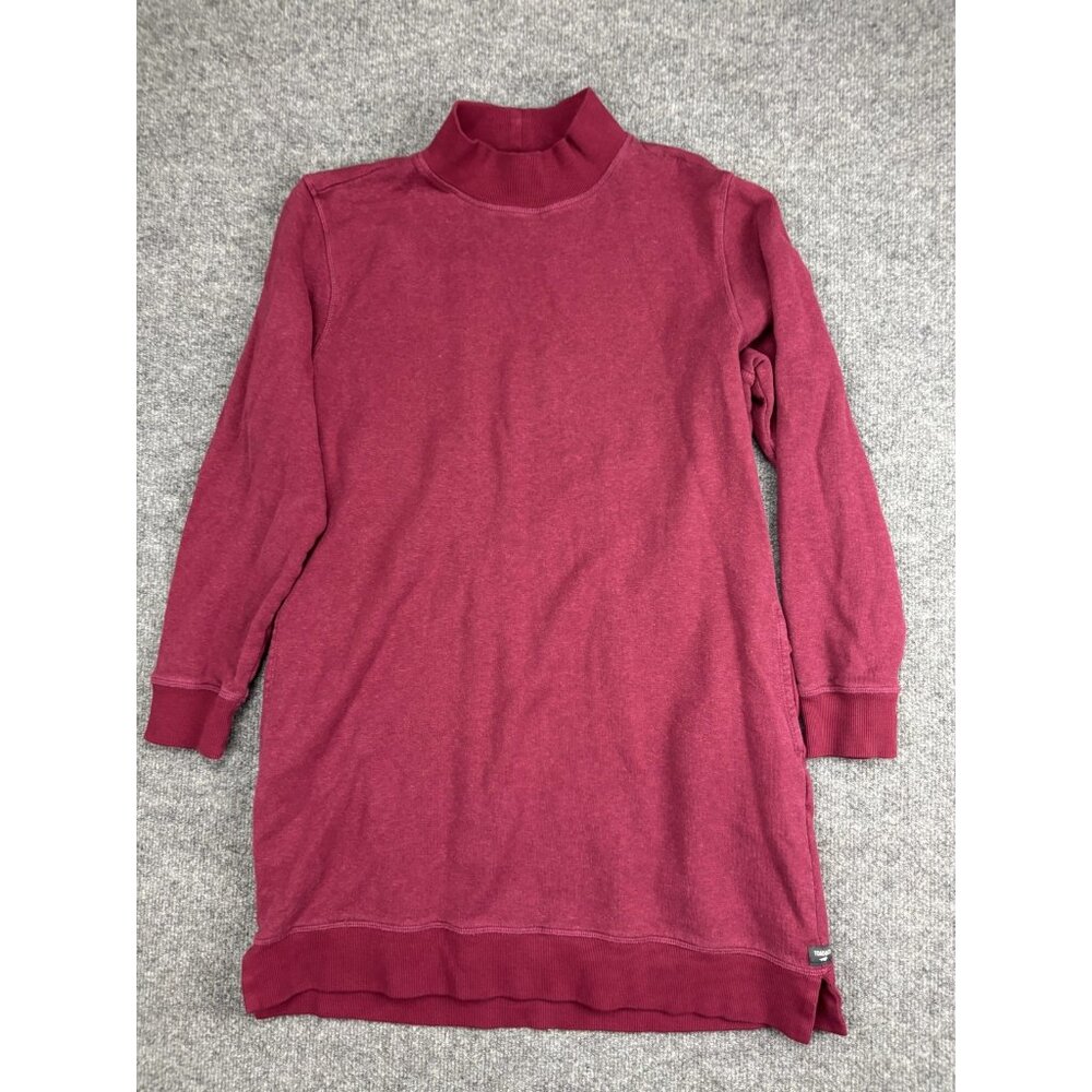 Toad&Co Sweater Dress Womens Large Red Mock Neck Long Sleeve Pockets Knit Casual